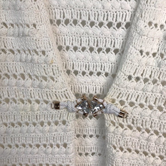 Boston Proper Stitch Jewel Crystal Button Cardigan - Picture 3 of 7